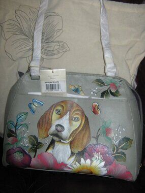 NWT Anuschka Loyal Friend Beagle Leather Satchel